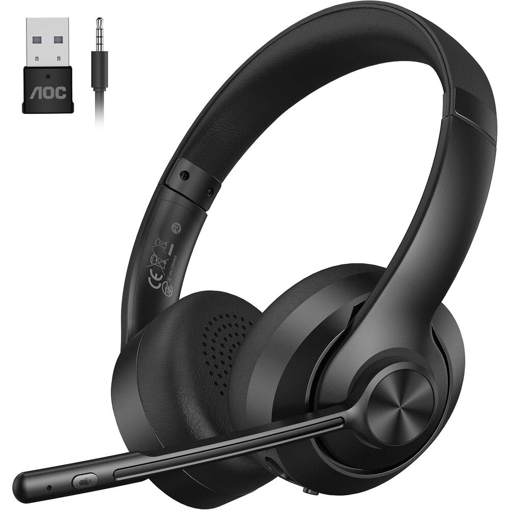 AOC Wireless Headset With Mic For Work, Bluetooth 5.4 Headphones With Noise